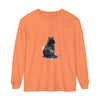 Black and white cat watercolor long sleeve t-shirt on a hanger