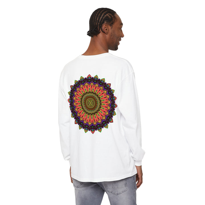 Intricate Mandala Long Sleeve T-Shirt with Colorful Design for vibrant style