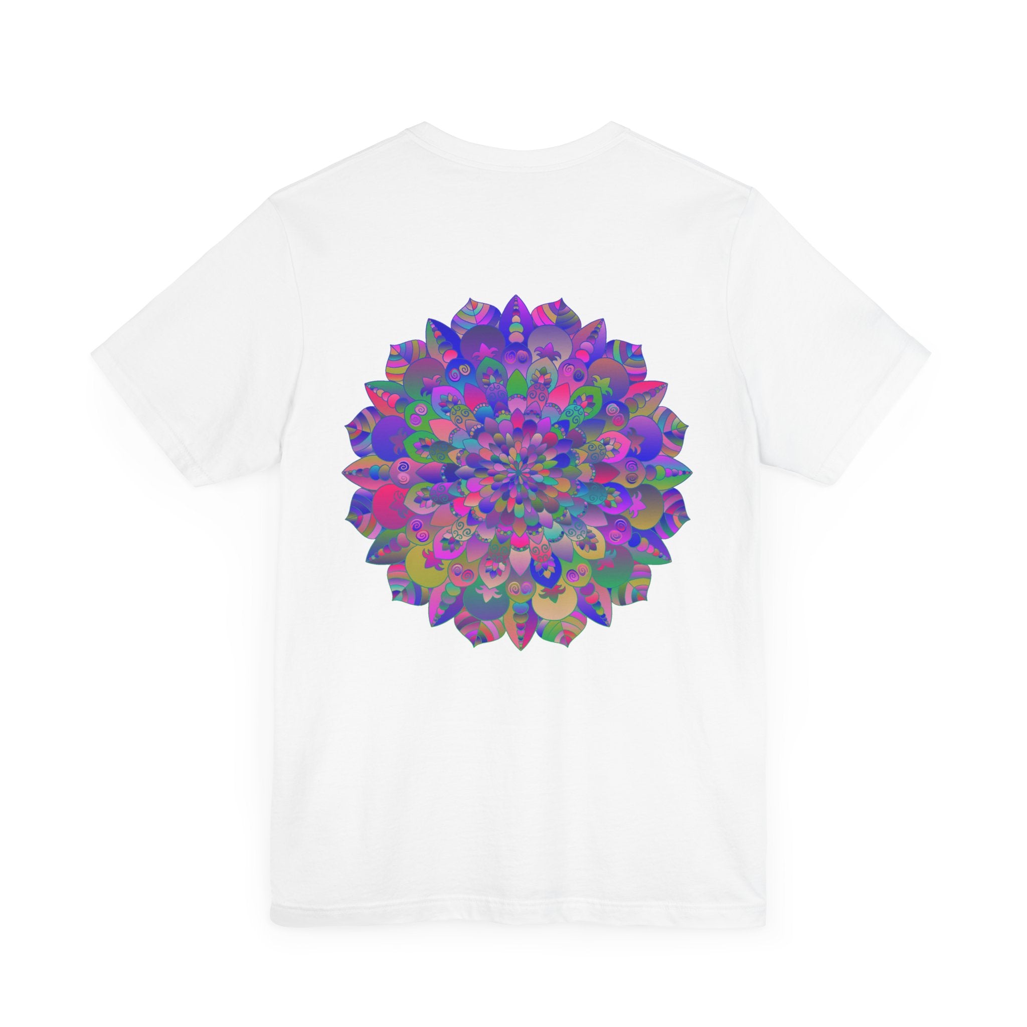 Beautiful vibrant mandala tee with intricate spiritual design representing peace and harmony, perfect for meditation and relaxation