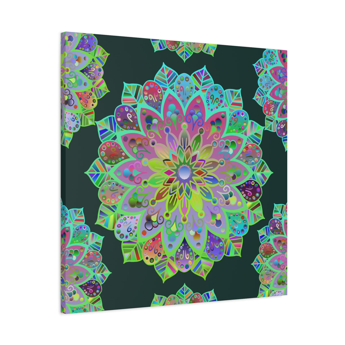 Vibrant Mandala Matte Canvas Wall Art — Colorful Floral Boho Stretched Print