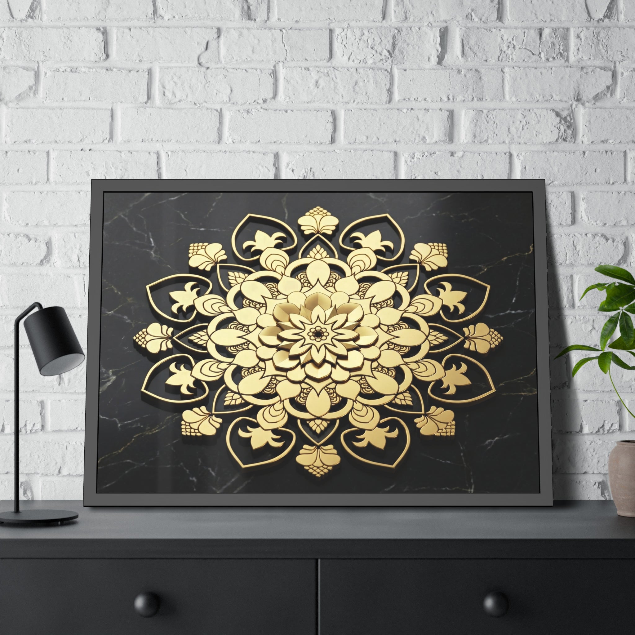 Die Vision des Alchemisten – Gerahmtes Poster aus schwarzem Marmor