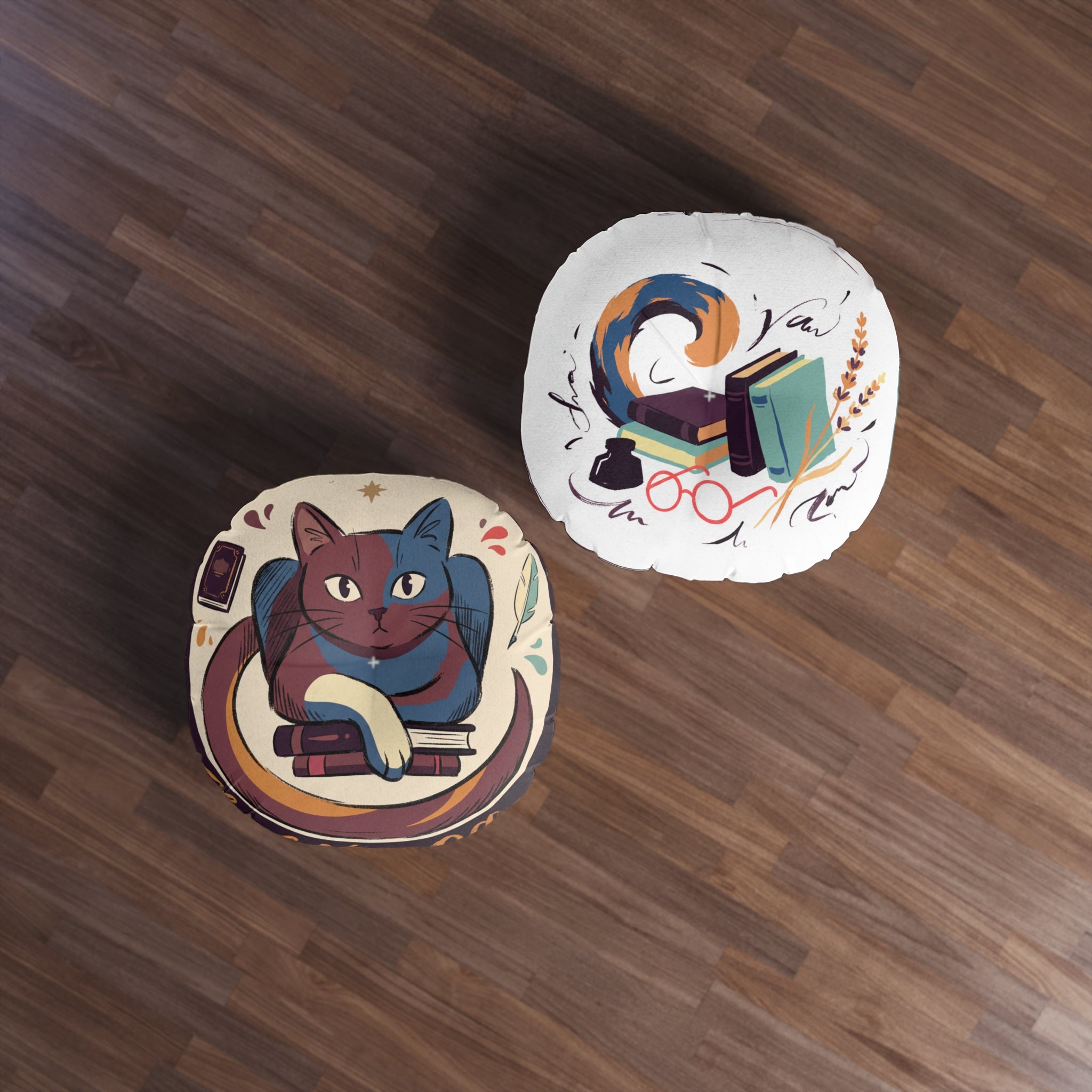 Dark Academia cat floor pillow — Cozy Study Companion Cushion