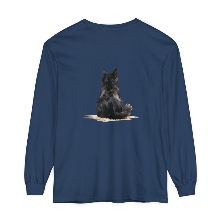 Black Cat Watercolor Unisex Long Sleeve T-Shirt, a stylish and comfortable garment for all genders