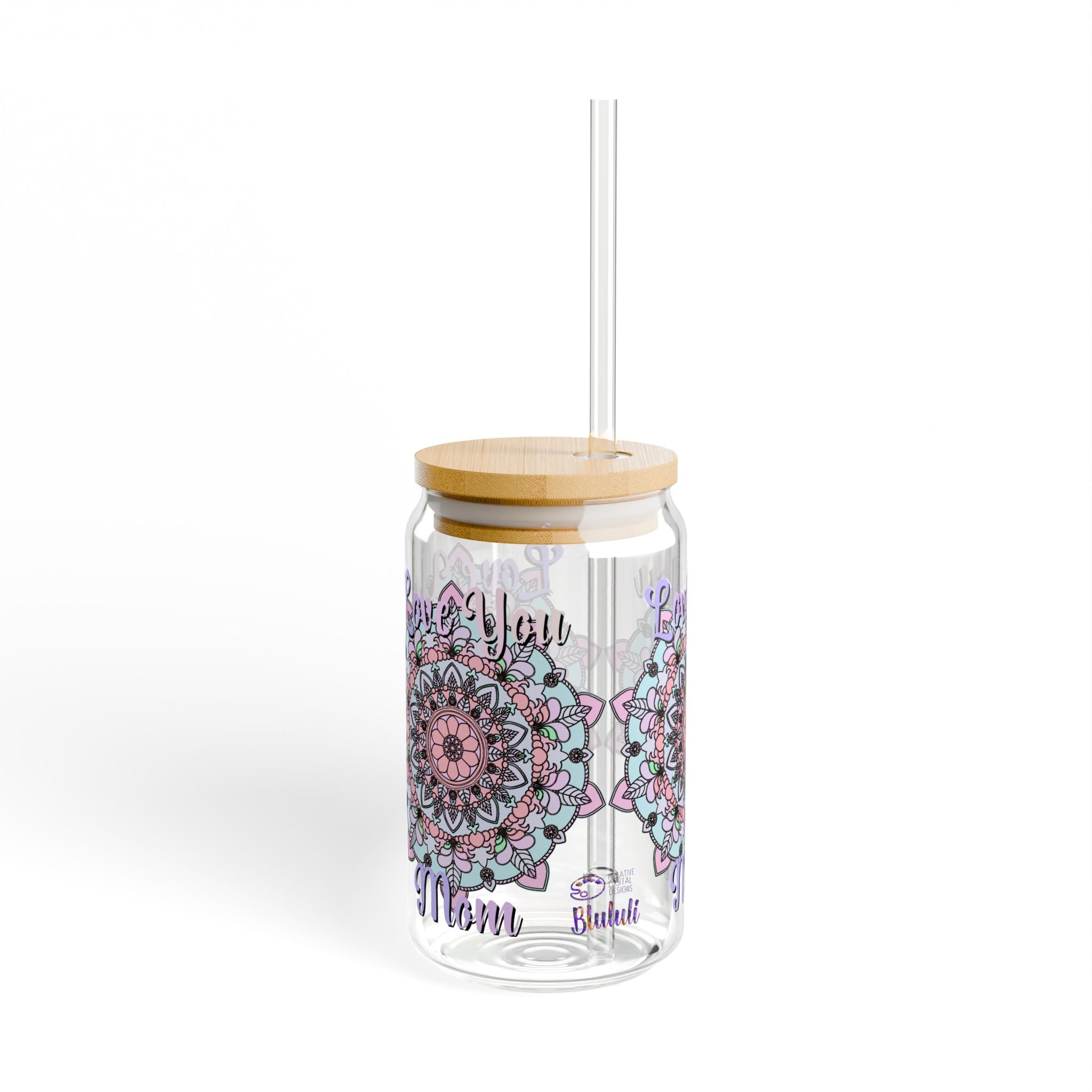 Mandala-Inspired Sipper Glass for Mom with Elegant Floral Design