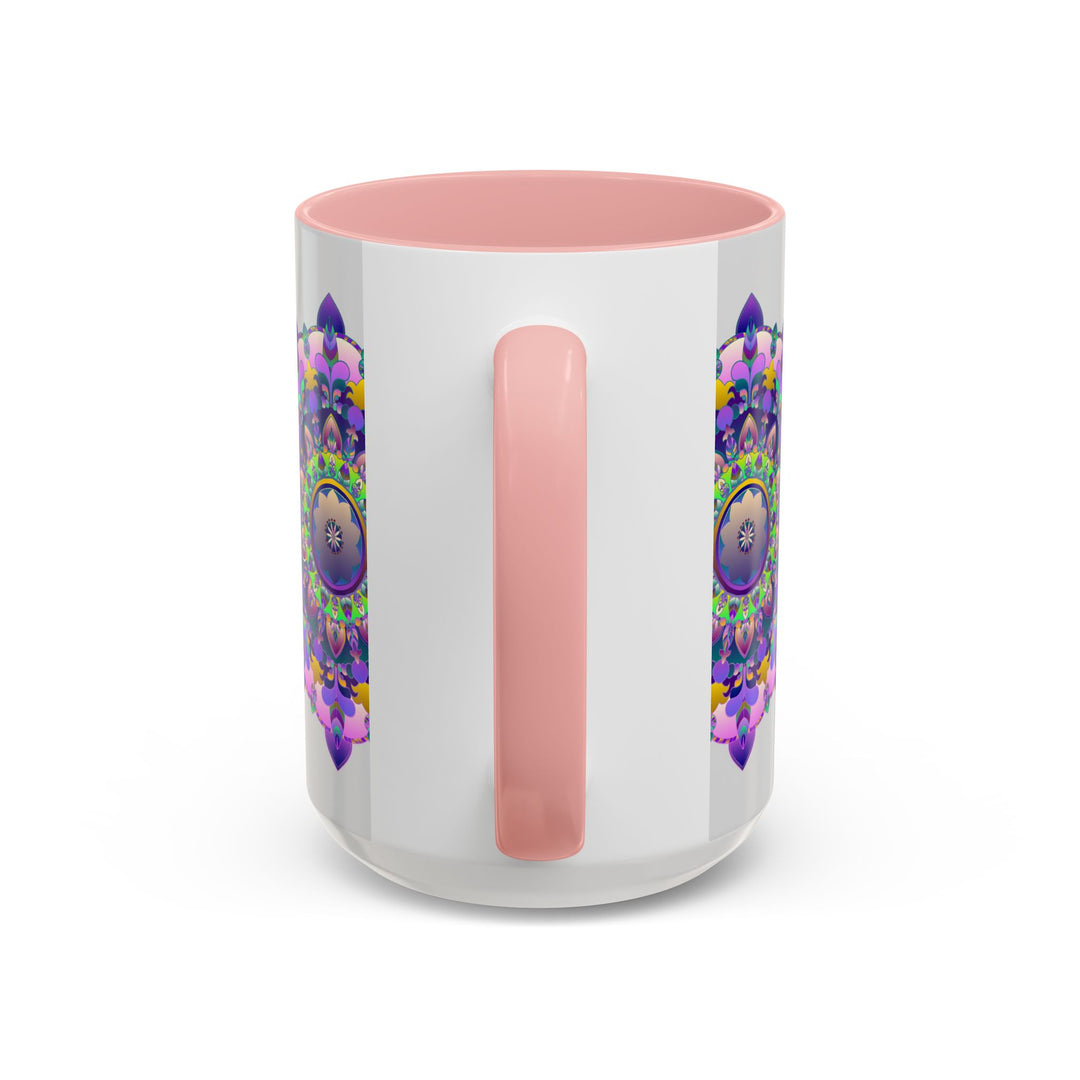 Colorful ceramic mug with a vibrant mandala floral design, perfect for art enthusiasts and flower lovers