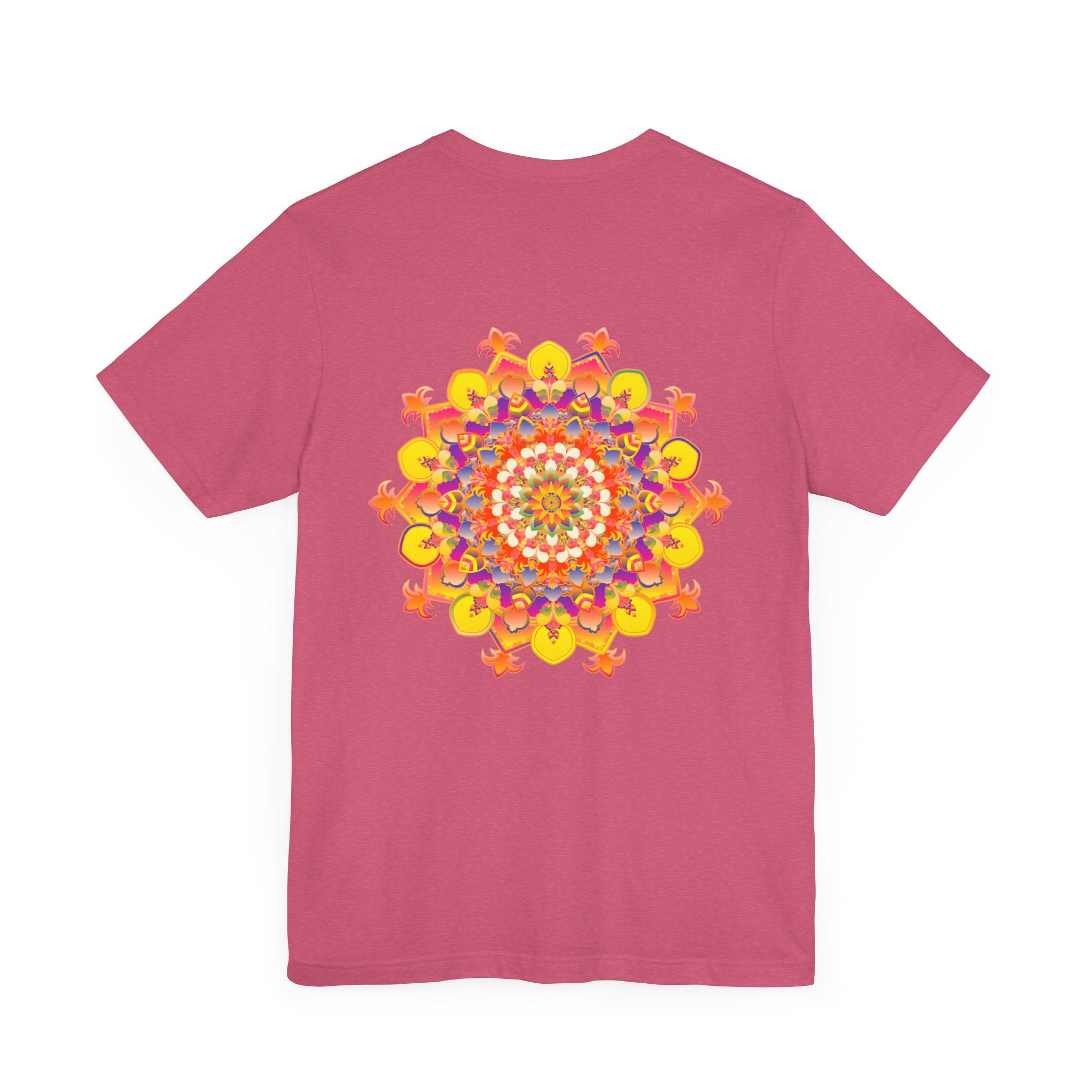 Colorful mandala design tee shirt representing spiritual peace and harmony