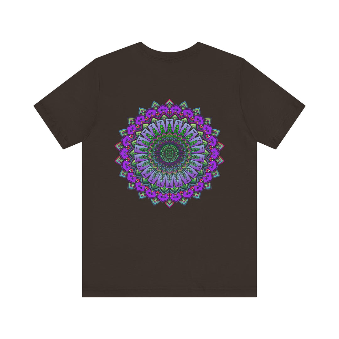 A close-up image of a Mandala Tee featuring intricate spiritual patterns symbolizing peace and harmony