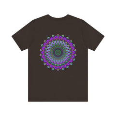 A close-up image of a Mandala Tee featuring intricate spiritual patterns symbolizing peace and harmony