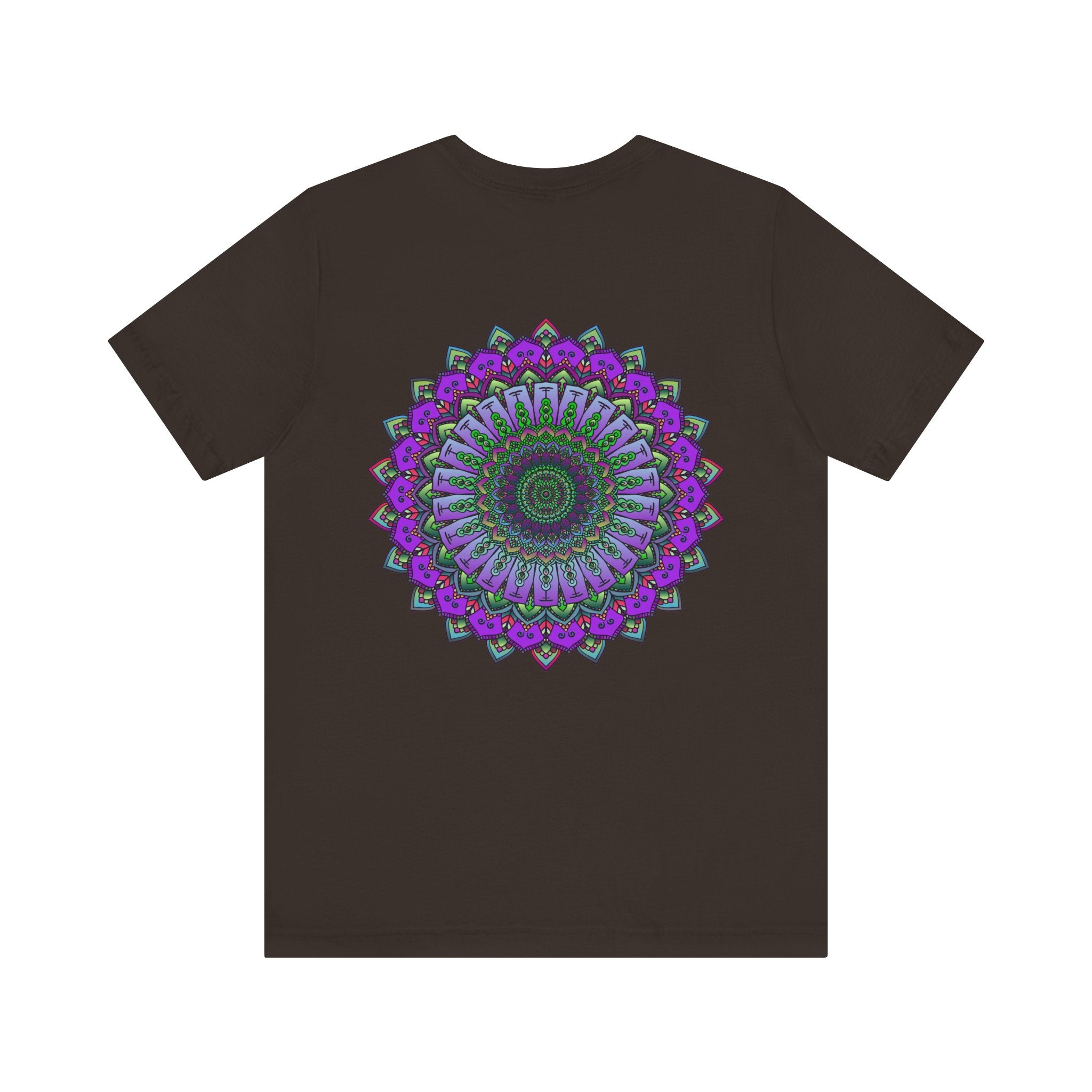 A close-up image of a Mandala Tee featuring intricate spiritual patterns symbolizing peace and harmony