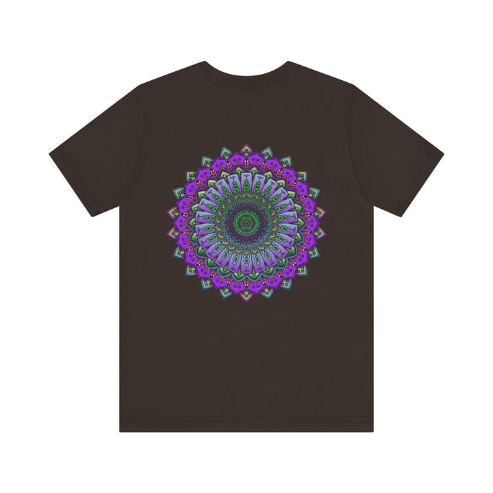 A close-up image of a Mandala Tee featuring intricate spiritual patterns symbolizing peace and harmony