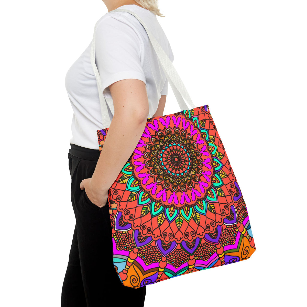 Colorful Mandala Tote Bag – Boho Psychedelic All-Over Print