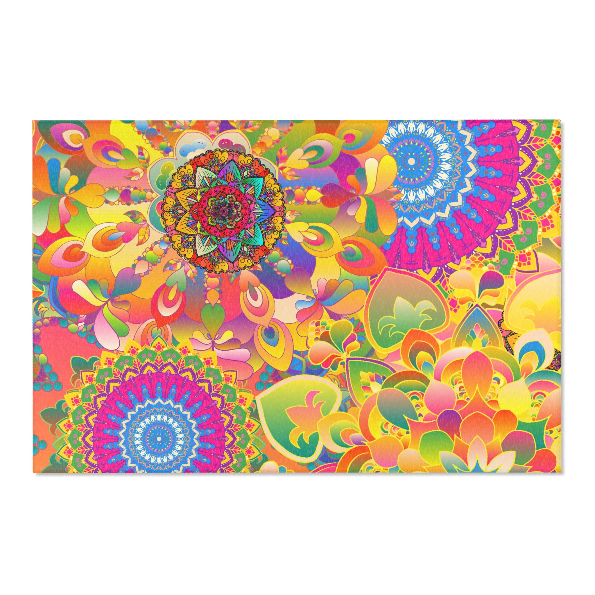 Psychedelic Floral Mandala Area Rug