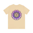 Alt text: A vibrant and colorful t-shirt featuring a mandala design, representing spiritual peace and harmony, perfect for those seeking inner tranquility and mindfulness