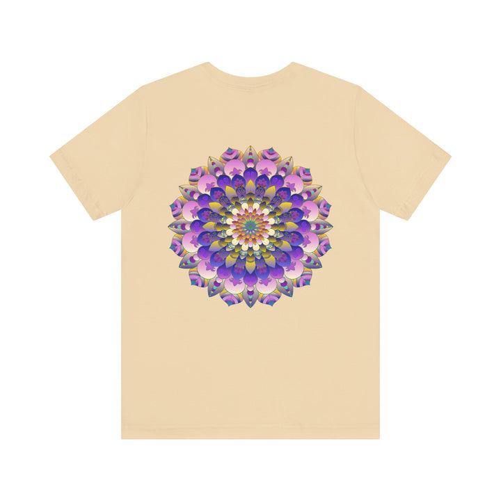 Alt text: A vibrant and colorful t-shirt featuring a mandala design, representing spiritual peace and harmony, perfect for those seeking inner tranquility and mindfulness