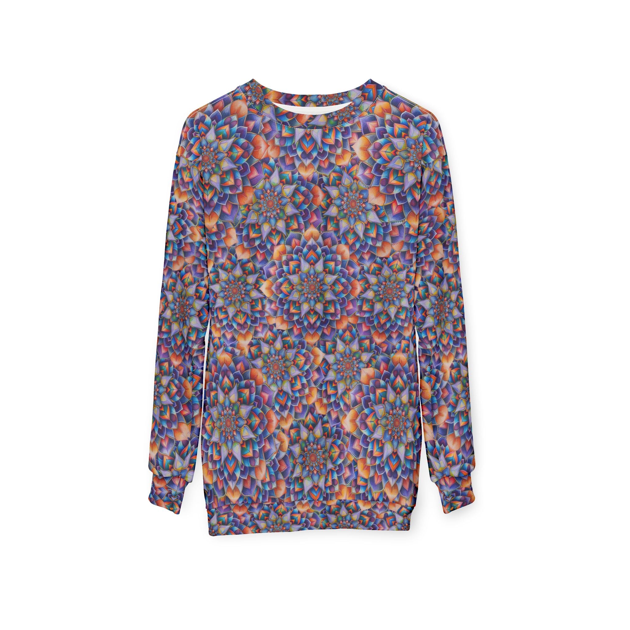 Kaleidoscope Floral Pattern All-Over Print Sweatshirt