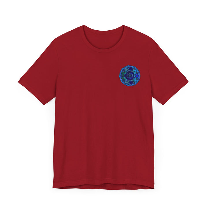 Blue Mandala T-Shirt featuring a beautiful spiritual design for peace and harmony