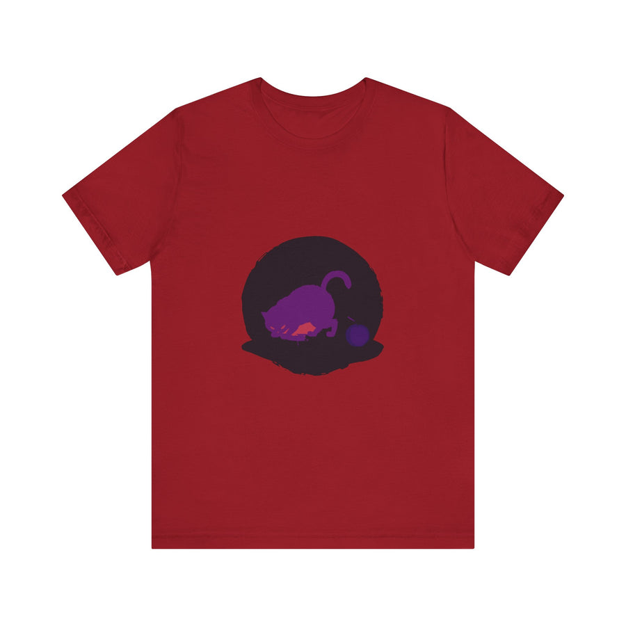 Black Cat Mystery T-Shirt with Gothic Font and Spider Web
