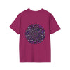 Colorful handmade mandala art softstyle t-shirt featuring intricate designs and vibrant colors