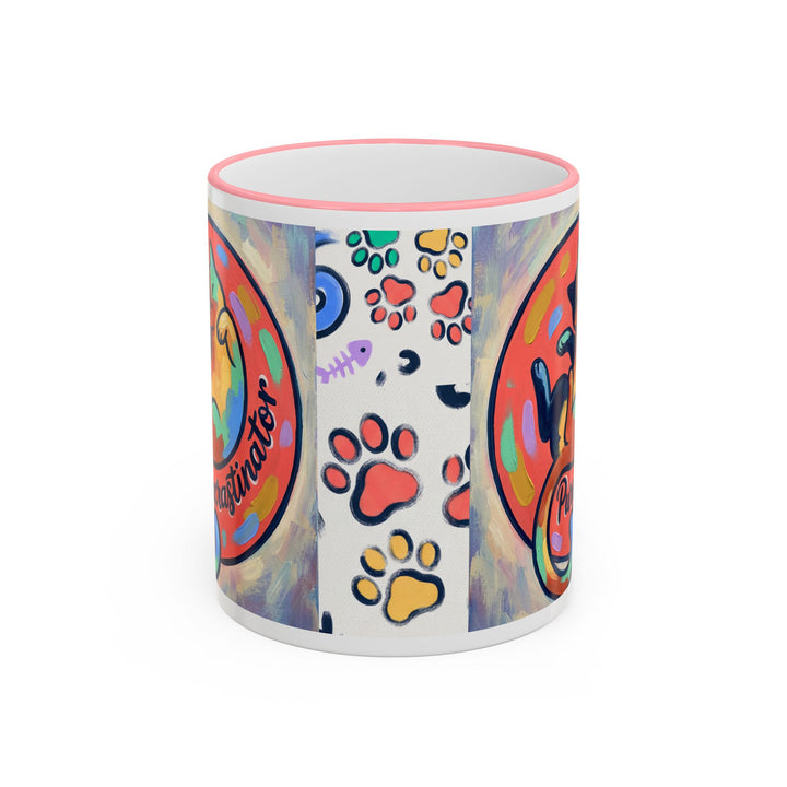 Colorful Paw Print Pet Lover Accent Rim Mug (11oz/15oz)