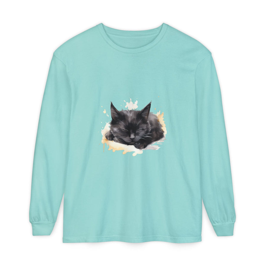 Full Sleeve Tee | Sleepy Cat Watercolor