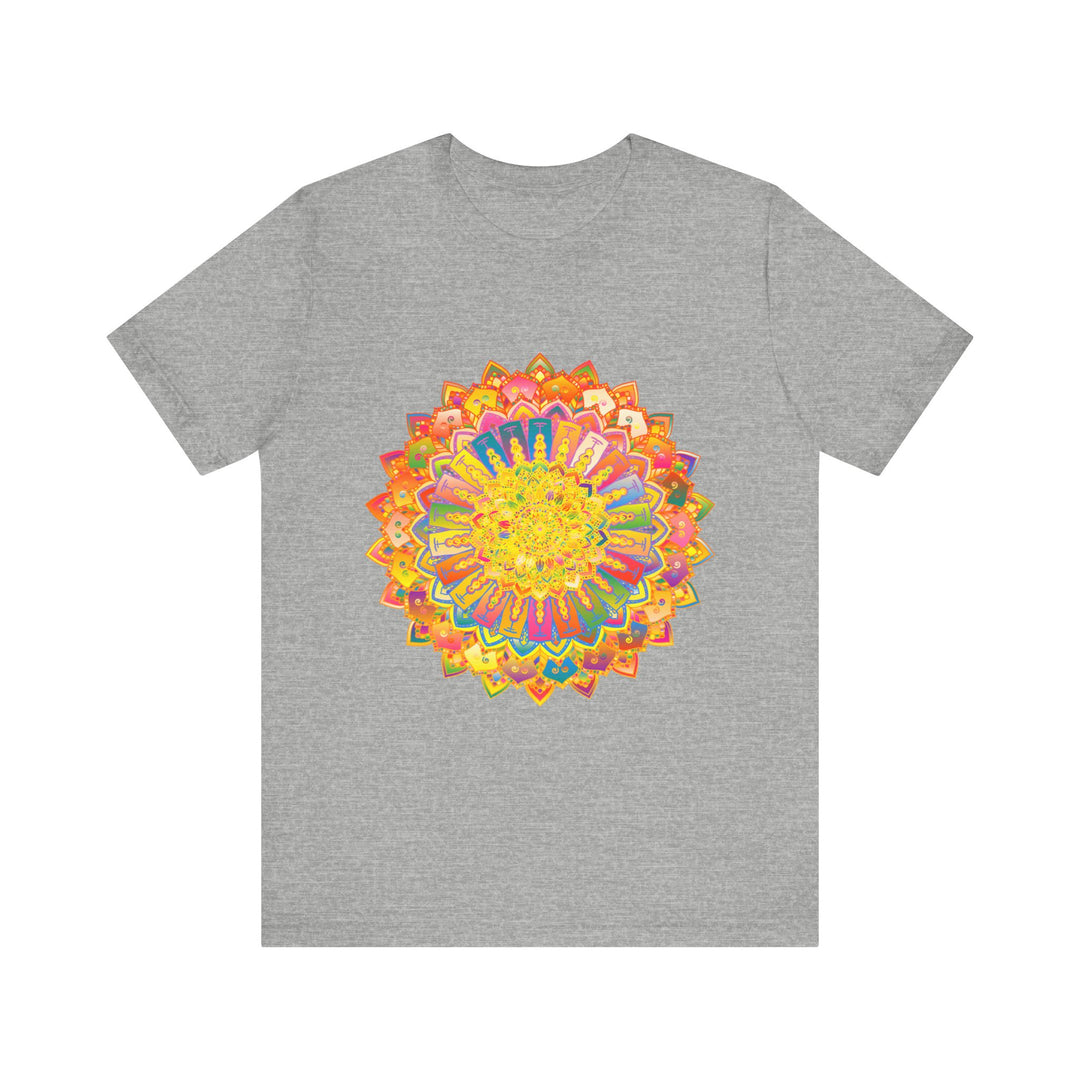 Beautiful and detailed intricate mandala tee shirt in colorful and peaceful design