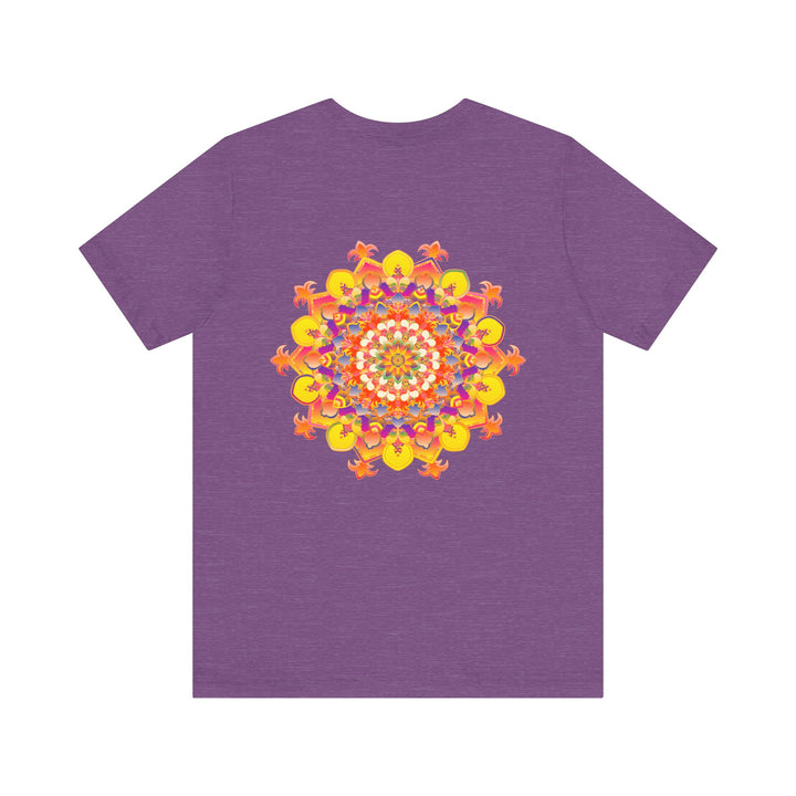 Colorful and intricate mandala tee with vibrant design, symbolizing spiritual peace and harmony for a unique and uplifting fashion statement