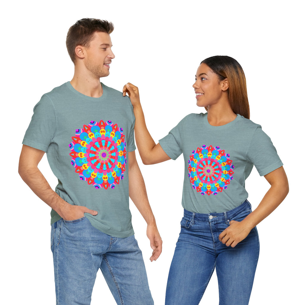 Vibrant and intricate mandala design t-shirt with psychedelic art elements