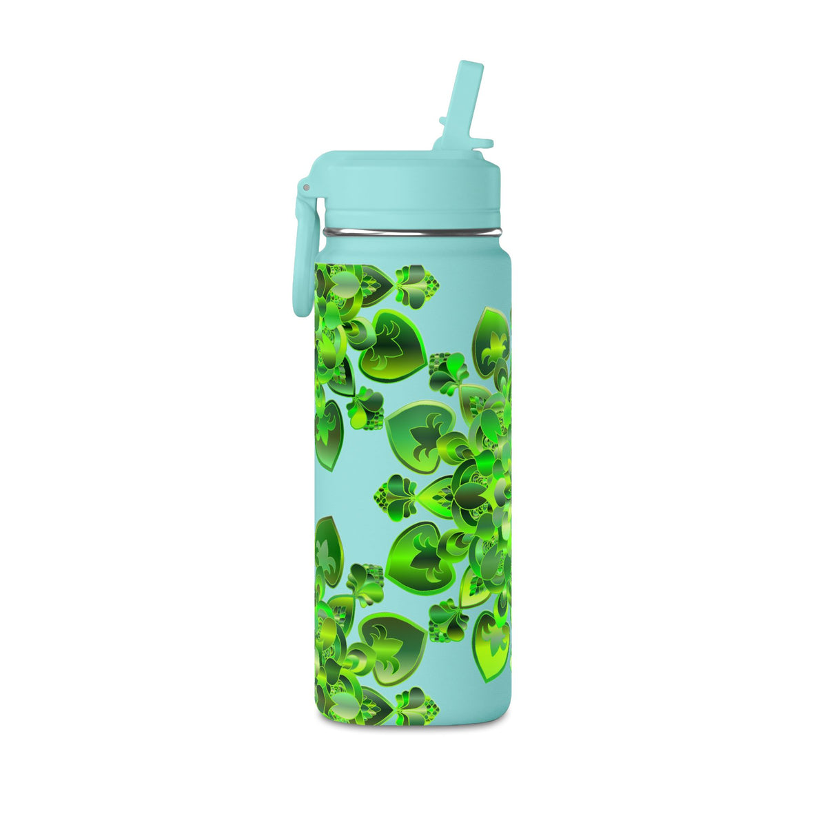 20oz Mini Water Bottle — Green Clover Kaleidoscope St. Patrick’s Day Bottle