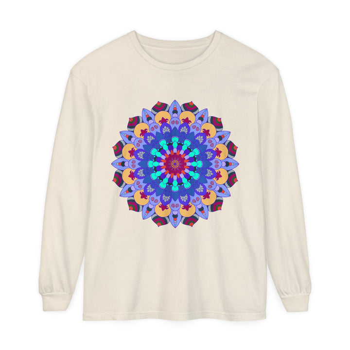 Colorful and intricate mandala design long sleeve t-shirt for vibrant fashion statement