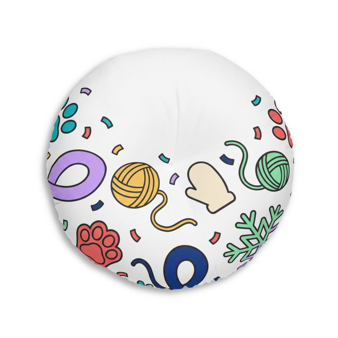 Gemütliches Neujahrs-Katzen-Bodenkissen — Niedliches Winterkätzchen