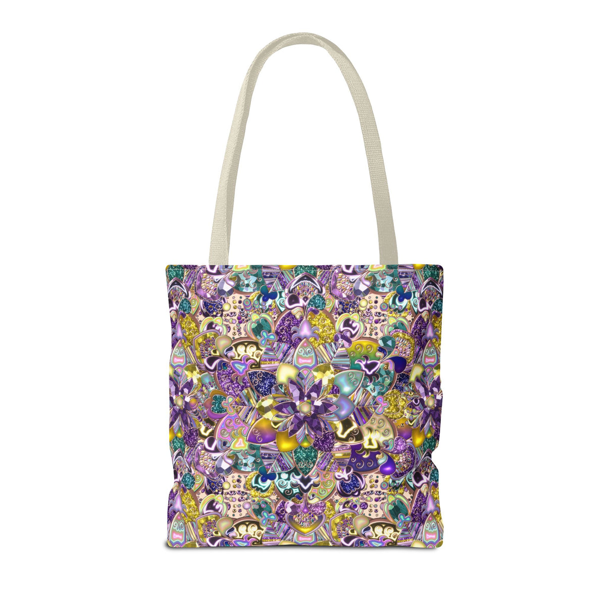 Colorful Purple Floral Pattern Tote Bag