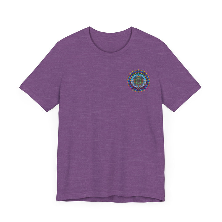 Vibrant Mandala Tee in soothing blue and purple hues symbolizing spiritual peace and harmony