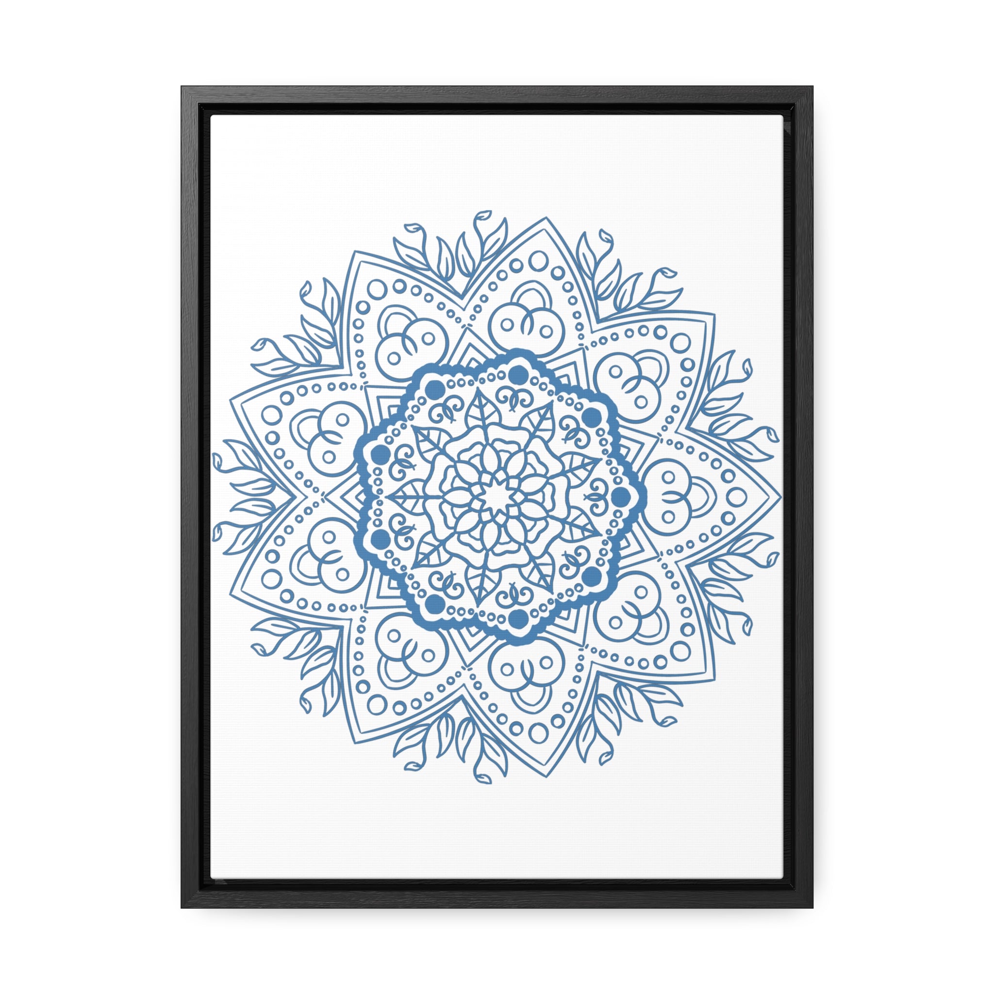 Handmade steel blue Mandala Design Wall Art on gallery canvas wraps