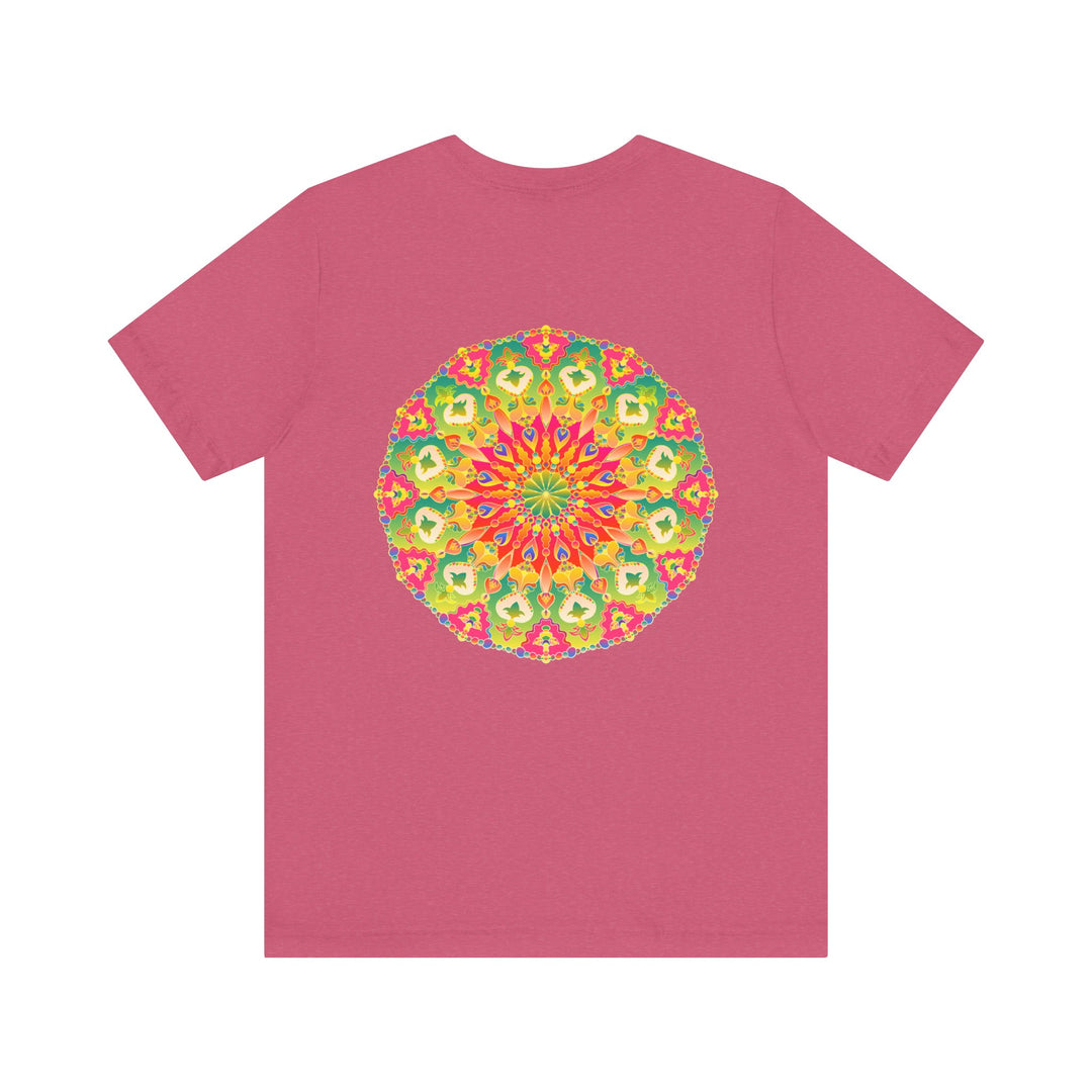 A colorful and intricate mandala design T-shirt representing spiritual peace and harmony