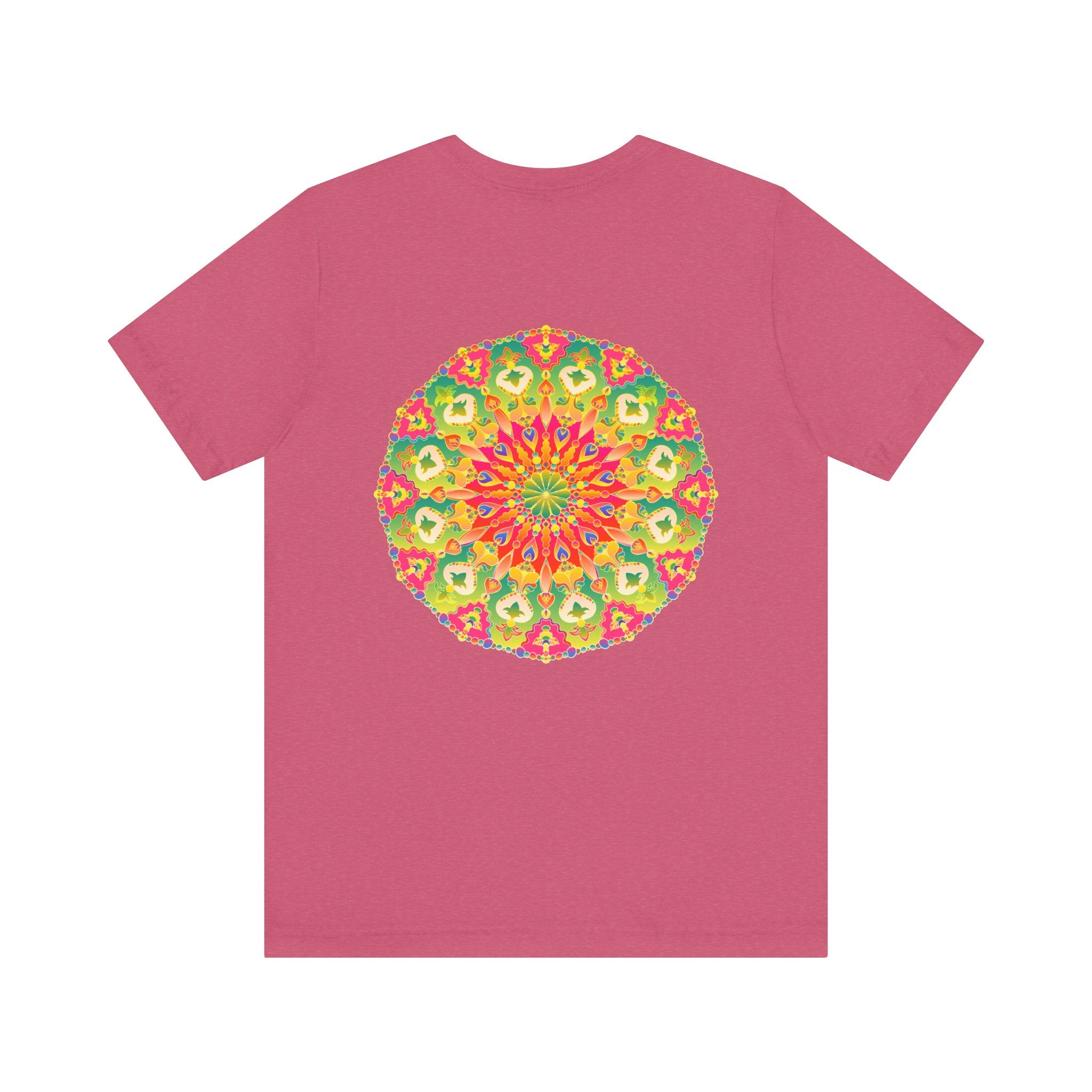 A colorful and intricate mandala design T-shirt representing spiritual peace and harmony