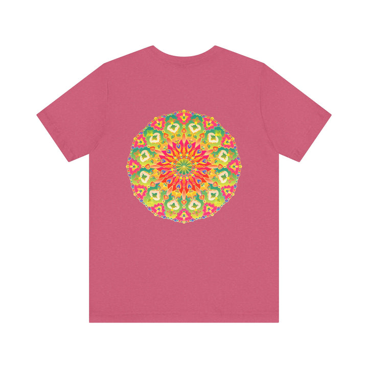 A colorful and intricate mandala design T-shirt representing spiritual peace and harmony