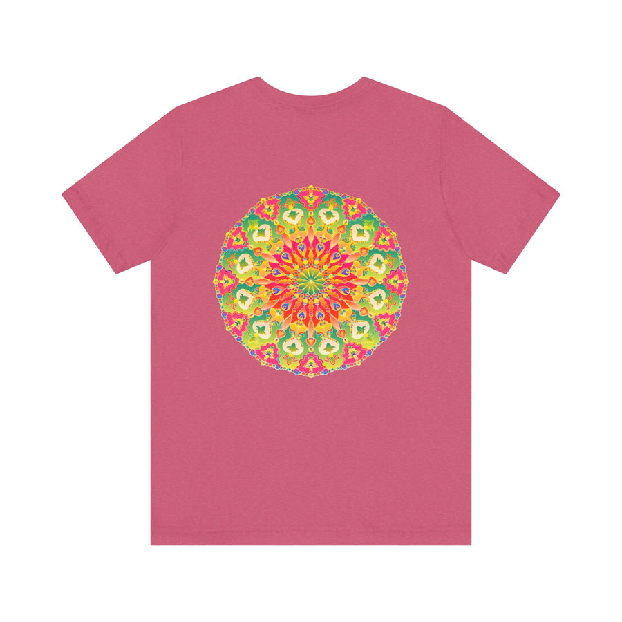 A colorful and intricate mandala design T-shirt representing spiritual peace and harmony
