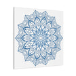 Handmade steel blue Mandala Design Wall Art on matte canvas, stretched, 125 thick