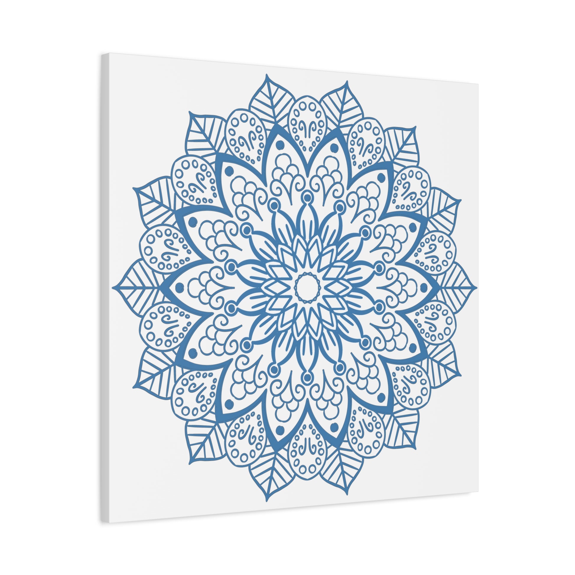 Handmade steel blue Mandala Design Wall Art on matte canvas, stretched, 125 thick