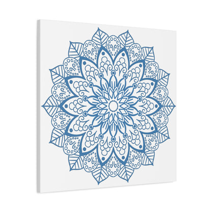 Handmade steel blue Mandala Design Wall Art on matte canvas, stretched, 125 thick