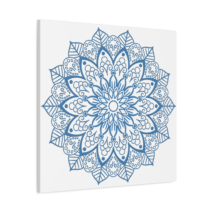 Handmade steel blue Mandala Design Wall Art on matte canvas, stretched, 125 thick