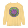 Colorful and intricate mandala design printed on a high-quality unisex long sleeve t-shirt