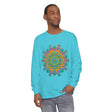 Colorful and intricate mandala design on a long sleeve unisex t-shirt