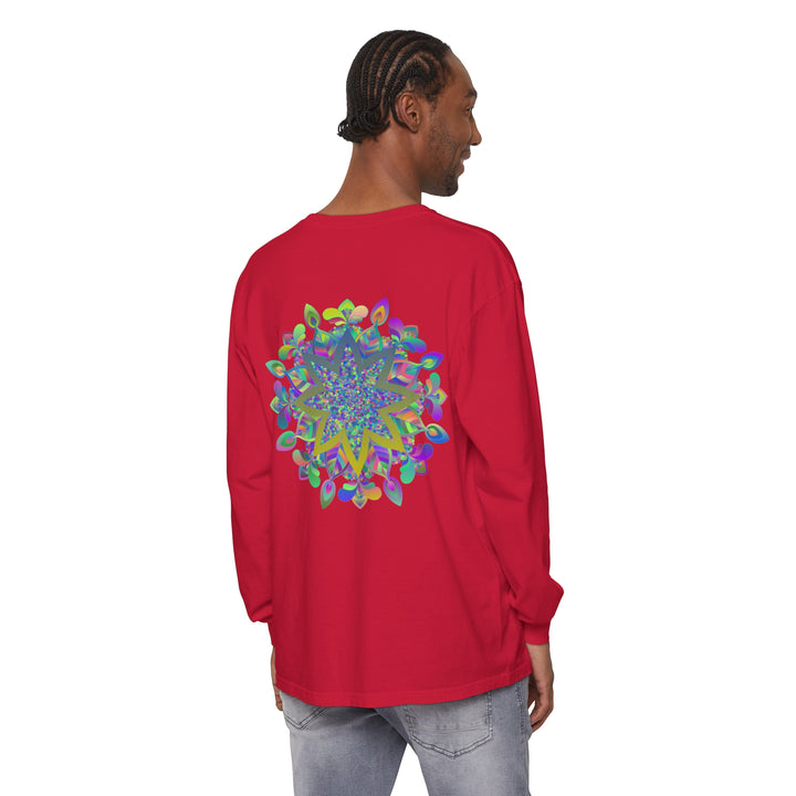 Colorful Mandala Unisex Long Sleeve T-Shirt with intricate and vibrant design