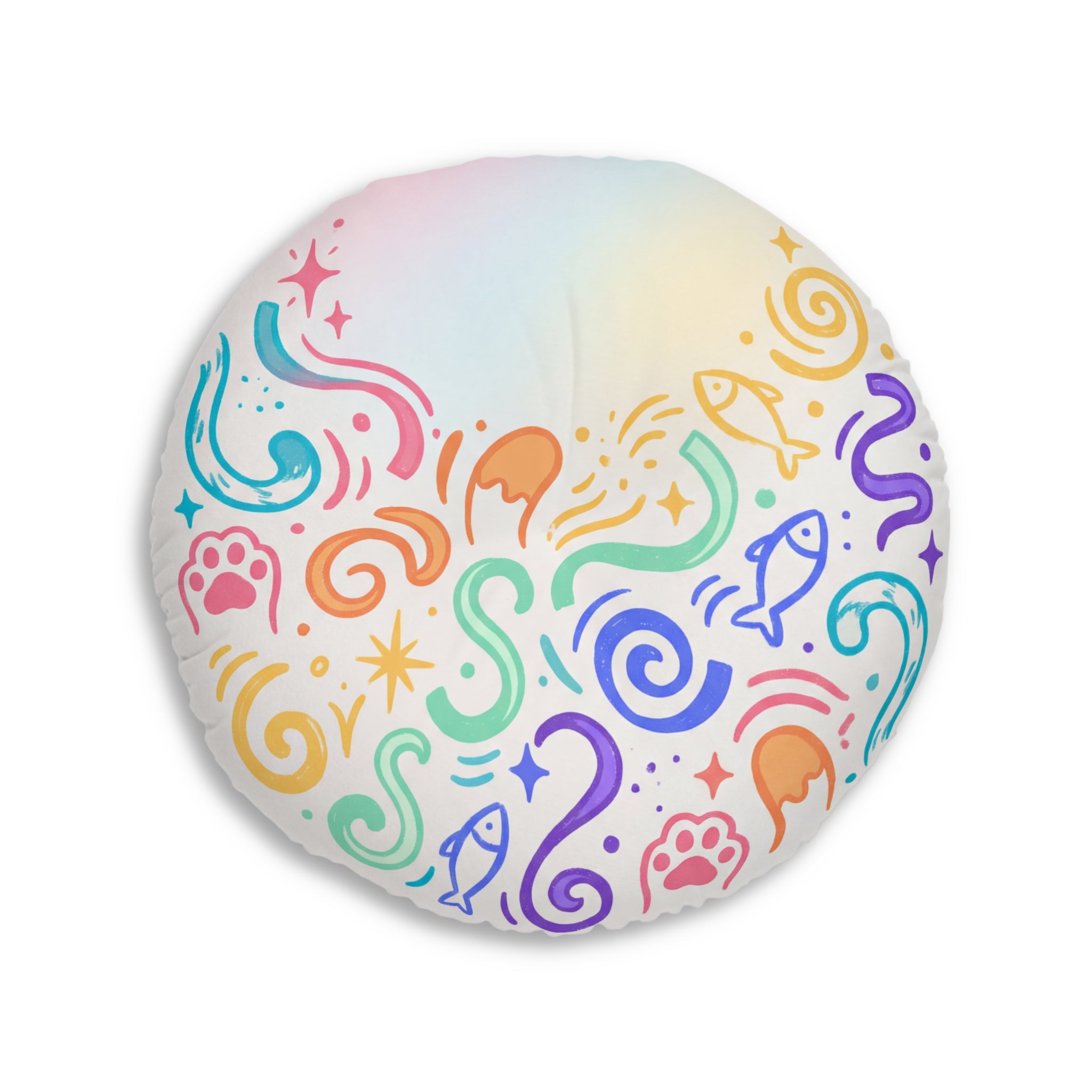 Playful New Year Cat Round Floor Pillow