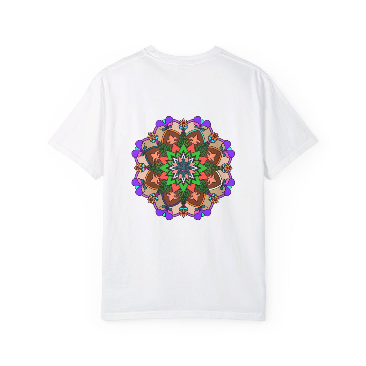 Unisex Mandala T-Shirt made from 100% Ring-Spun Cotton in Garment-Dyed Hand-Drawn Mandala Art for Extra Comfort