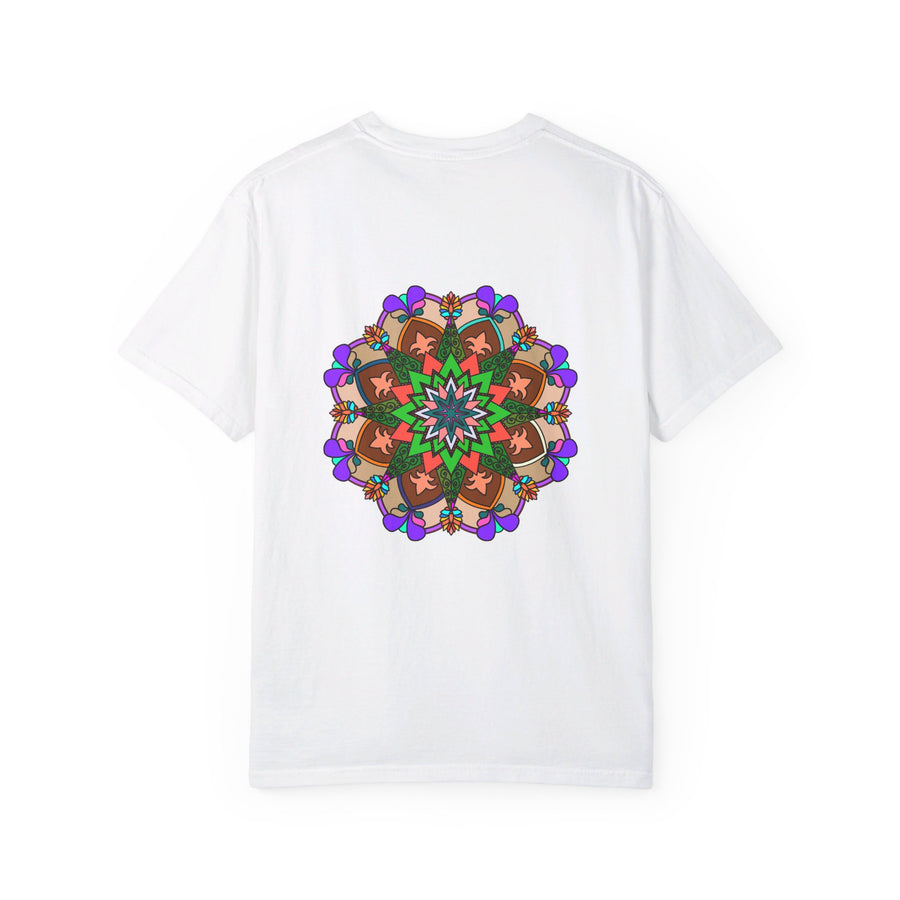 Unisex Mandala T-Shirt made from 100% Ring-Spun Cotton in Garment-Dyed Hand-Drawn Mandala Art for Extra Comfort