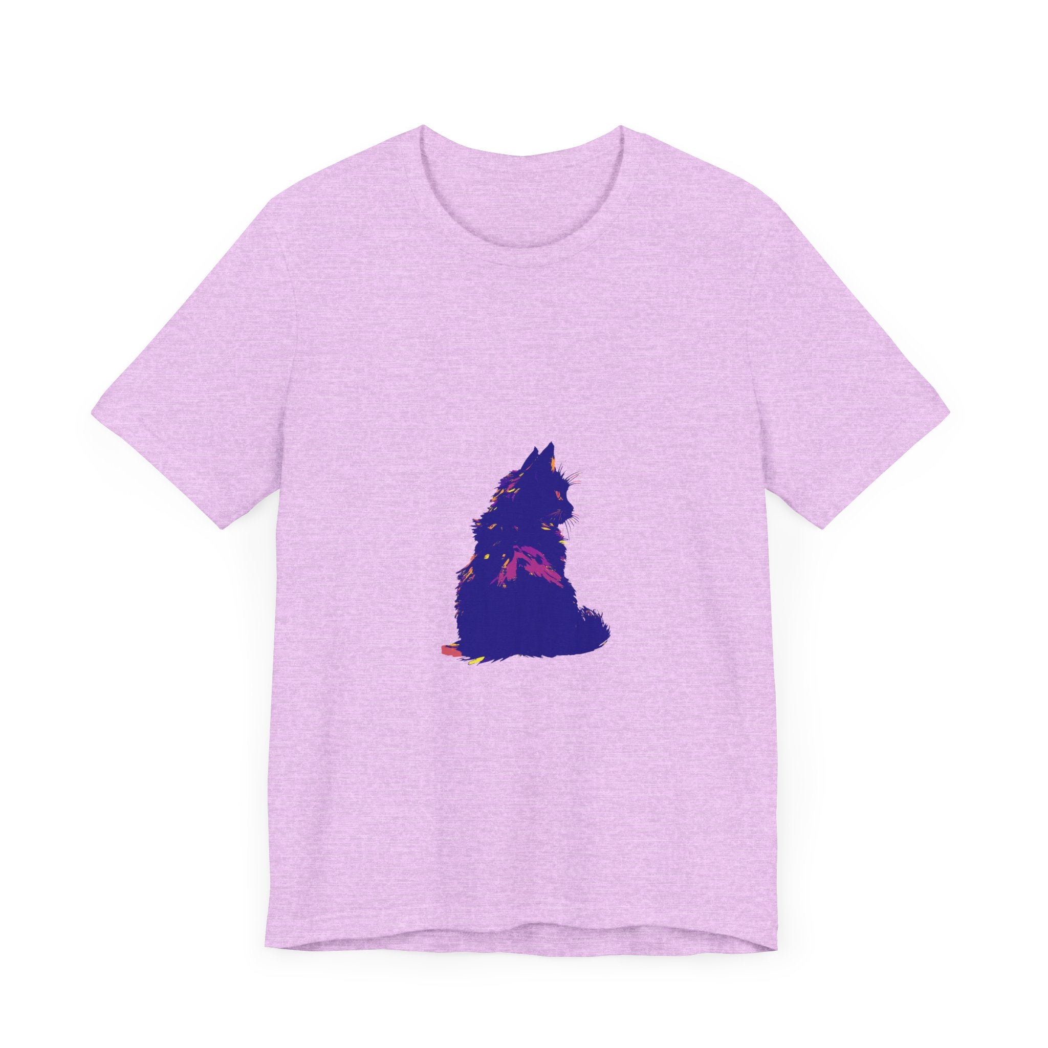 A vibrant and eye-catching Black Cat Mystery T-Shirt featuring a colorful design