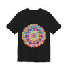 Colorful and intricate mandala flower design t-shirt with psychedelic art