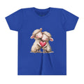 Jugend-T-Shirt – Cartoon-Schafe, die ein Herz umarmen, süßes und schönes Design 